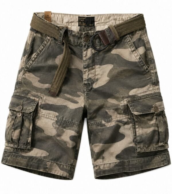 Felix | Męskie szorty cargo w kamuflażu Relaxed-Fit Bermuda – Ciemne Camo
