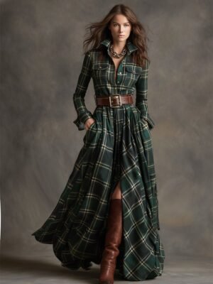 Hanna | Maxi retro sukienka – Zielony